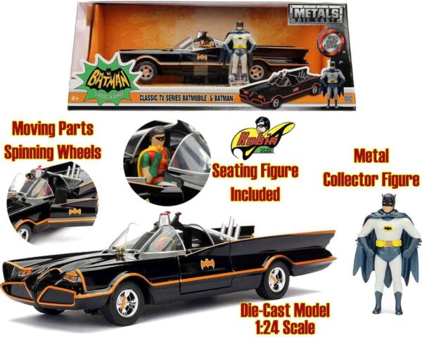 Batman 1966 - Batmobile With Batman & Robin - 1:24 Die-cast Model